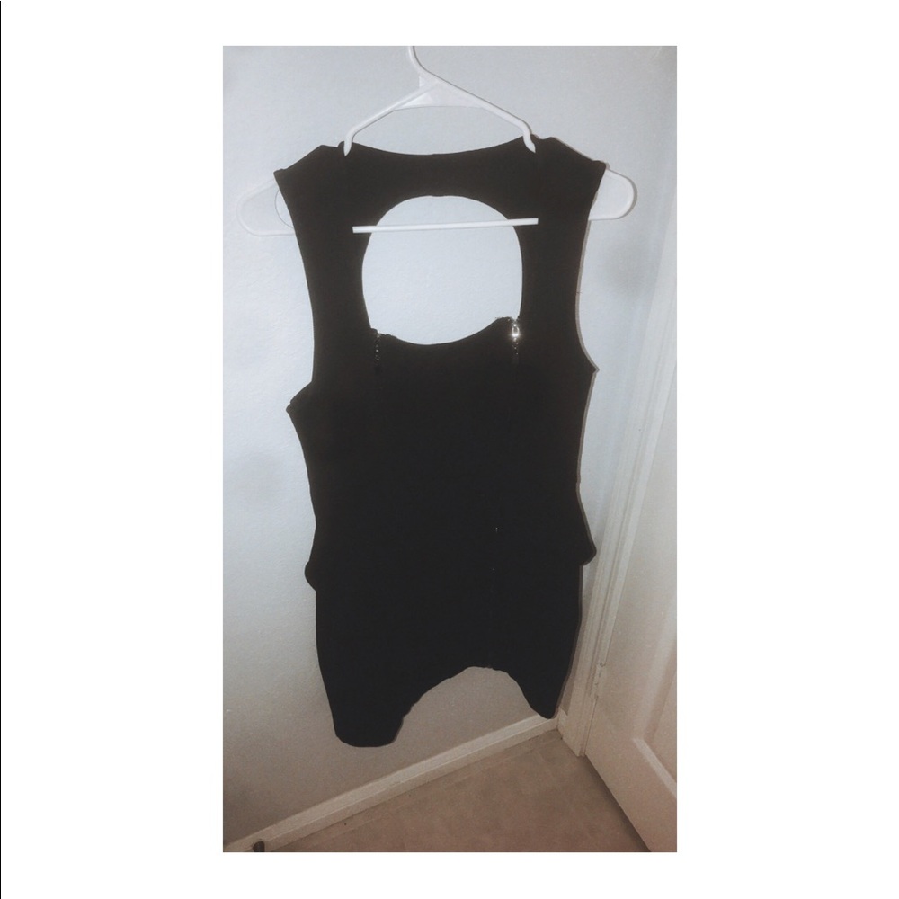 Peplum black dress with zipper detailing